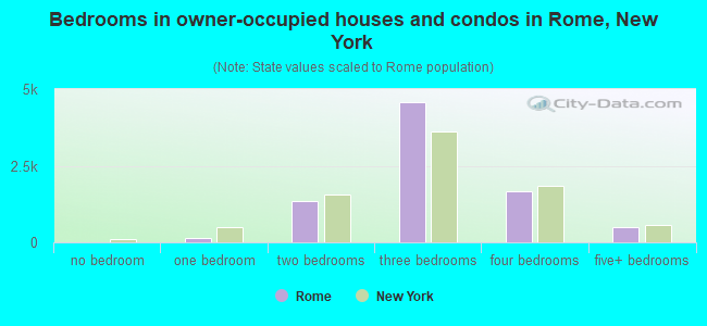 Bedrooms in owner-occupied houses and condos in Rome, New York