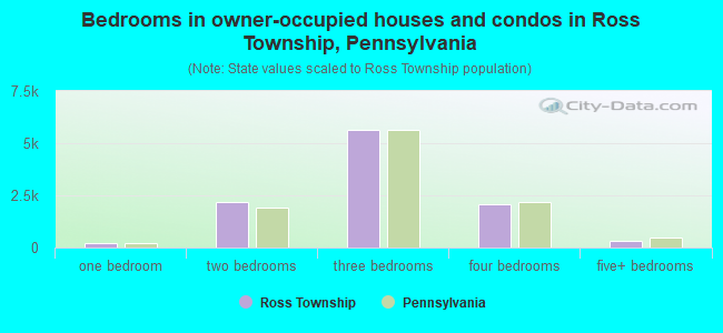 Bedrooms in owner-occupied houses and condos in Ross Township, Pennsylvania