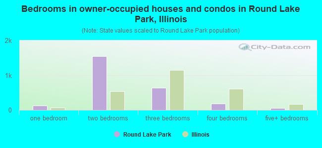 Bedrooms in owner-occupied houses and condos in Round Lake Park, Illinois