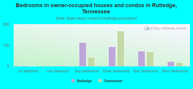 Bedrooms in owner-occupied houses and condos in Rutledge, Tennessee