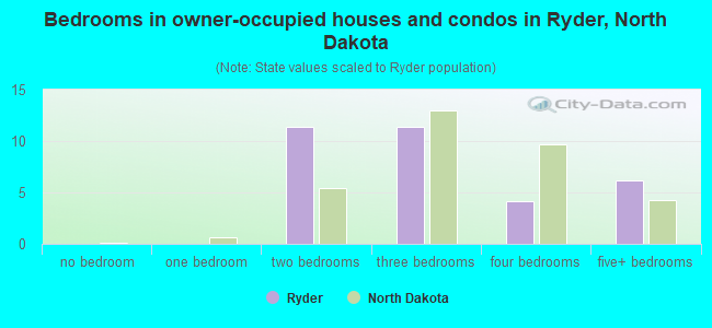 Bedrooms in owner-occupied houses and condos in Ryder, North Dakota