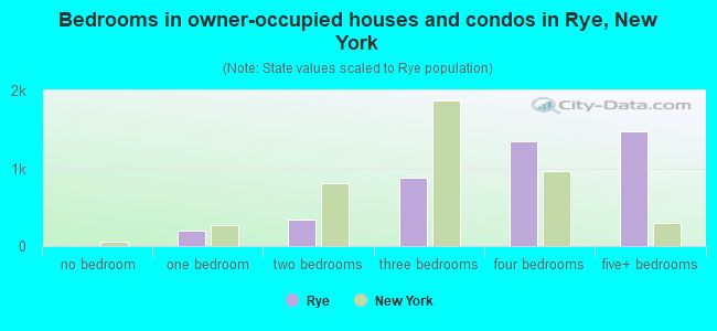 Bedrooms in owner-occupied houses and condos in Rye, New York