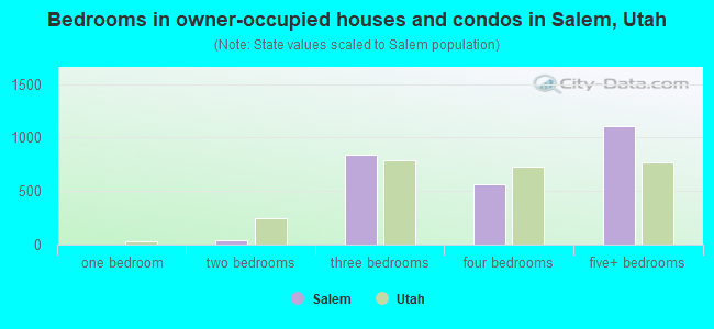 Bedrooms in owner-occupied houses and condos in Salem, Utah