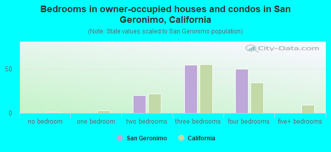Bedrooms in owner-occupied houses and condos in San Geronimo, California