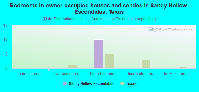Bedrooms in owner-occupied houses and condos in Sandy Hollow-Escondidas, Texas