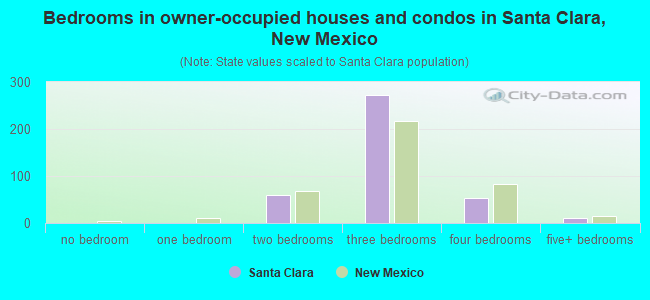 Bedrooms in owner-occupied houses and condos in Santa Clara, New Mexico