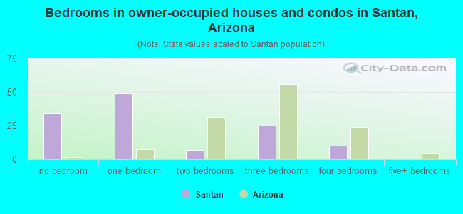 Bedrooms in owner-occupied houses and condos in Santan, Arizona