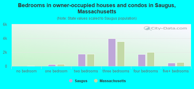 Bedrooms in owner-occupied houses and condos in Saugus, Massachusetts