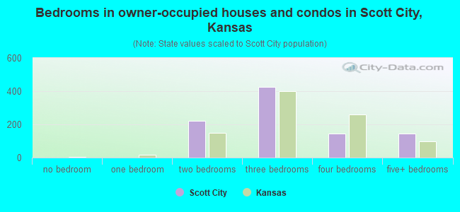 Bedrooms in owner-occupied houses and condos in Scott City, Kansas