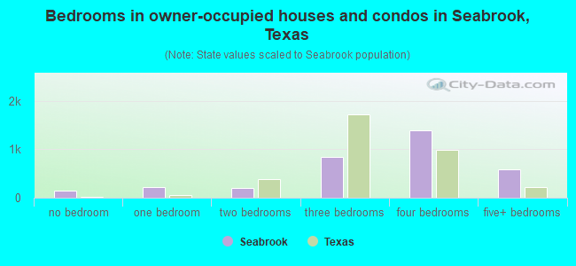 Bedrooms in owner-occupied houses and condos in Seabrook, Texas