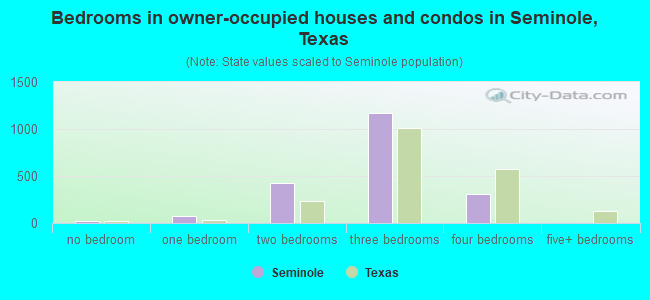 Bedrooms in owner-occupied houses and condos in Seminole, Texas