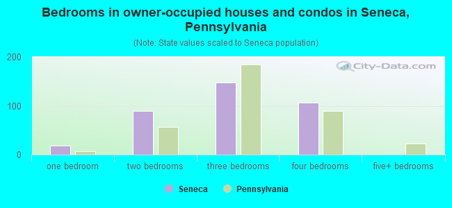 Bedrooms in owner-occupied houses and condos in Seneca, Pennsylvania