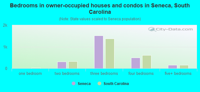 Bedrooms in owner-occupied houses and condos in Seneca, South Carolina
