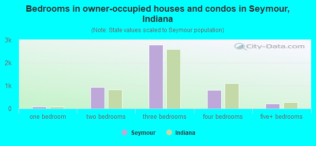 Bedrooms in owner-occupied houses and condos in Seymour, Indiana