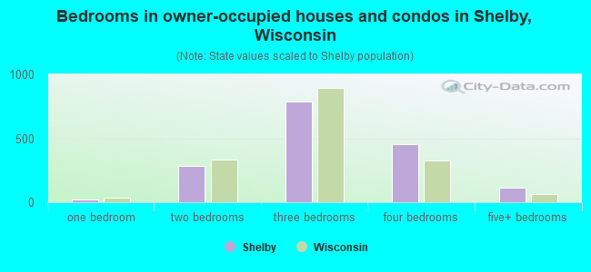 Bedrooms in owner-occupied houses and condos in Shelby, Wisconsin