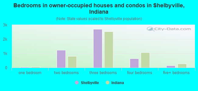 Bedrooms in owner-occupied houses and condos in Shelbyville, Indiana
