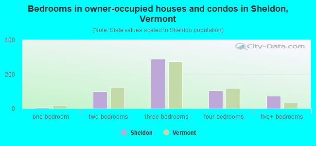 Bedrooms in owner-occupied houses and condos in Sheldon, Vermont