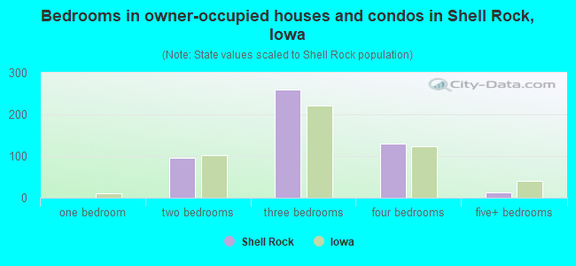 Bedrooms in owner-occupied houses and condos in Shell Rock, Iowa