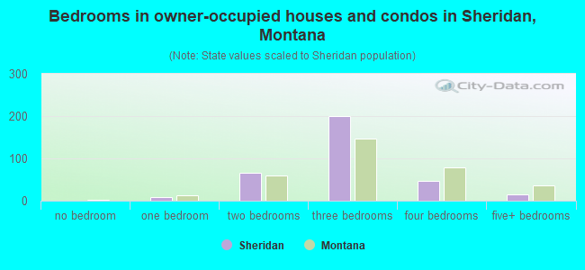 Bedrooms in owner-occupied houses and condos in Sheridan, Montana