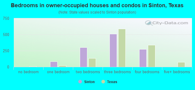 Bedrooms in owner-occupied houses and condos in Sinton, Texas