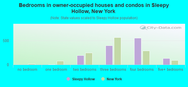 Bedrooms in owner-occupied houses and condos in Sleepy Hollow, New York