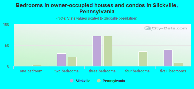 Bedrooms in owner-occupied houses and condos in Slickville, Pennsylvania