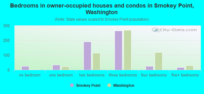 Bedrooms in owner-occupied houses and condos in Smokey Point, Washington
