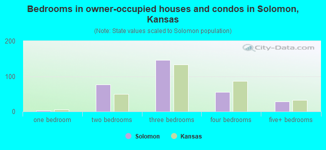 Bedrooms in owner-occupied houses and condos in Solomon, Kansas
