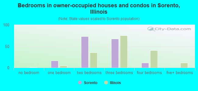 Bedrooms in owner-occupied houses and condos in Sorento, Illinois