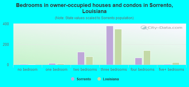 Bedrooms in owner-occupied houses and condos in Sorrento, Louisiana