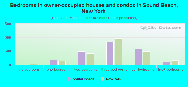 Bedrooms in owner-occupied houses and condos in Sound Beach, New York