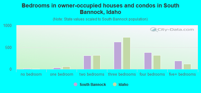 Bedrooms in owner-occupied houses and condos in South Bannock, Idaho