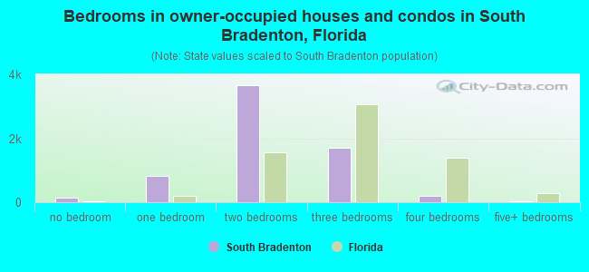 Bedrooms in owner-occupied houses and condos in South Bradenton, Florida