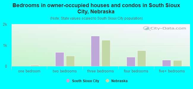 Bedrooms in owner-occupied houses and condos in South Sioux City, Nebraska