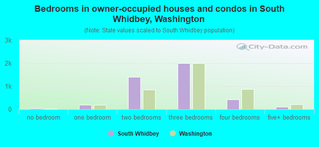 Bedrooms in owner-occupied houses and condos in South Whidbey, Washington