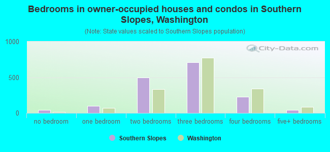 Bedrooms in owner-occupied houses and condos in Southern Slopes, Washington