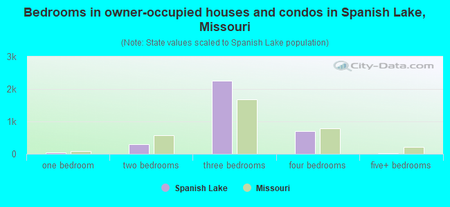 Bedrooms in owner-occupied houses and condos in Spanish Lake, Missouri