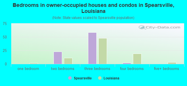 Bedrooms in owner-occupied houses and condos in Spearsville, Louisiana