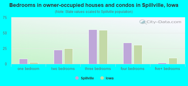 Bedrooms in owner-occupied houses and condos in Spillville, Iowa