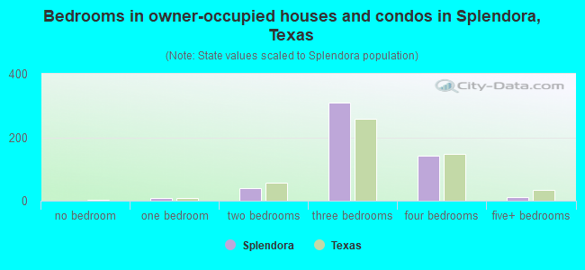 Bedrooms in owner-occupied houses and condos in Splendora, Texas