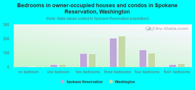 Bedrooms in owner-occupied houses and condos in Spokane Reservation, Washington