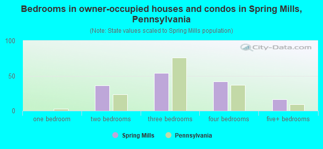 Bedrooms in owner-occupied houses and condos in Spring Mills, Pennsylvania