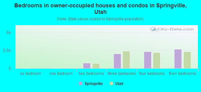 Bedrooms in owner-occupied houses and condos in Springville, Utah