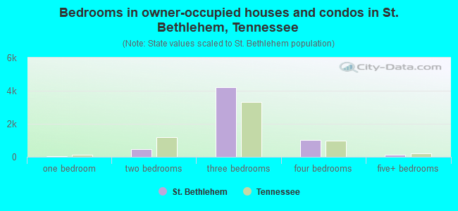 Bedrooms in owner-occupied houses and condos in St. Bethlehem, Tennessee
