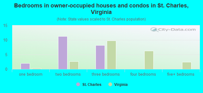 Bedrooms in owner-occupied houses and condos in St. Charles, Virginia