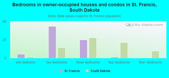 Bedrooms in owner-occupied houses and condos in St. Francis, South Dakota