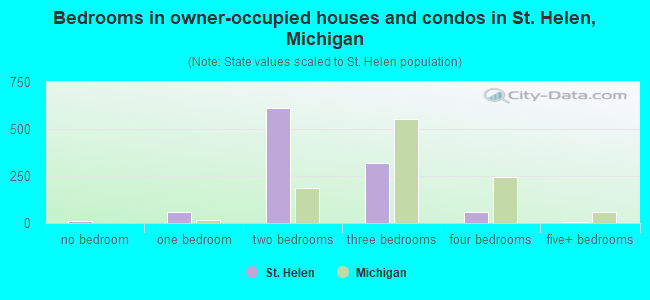 Bedrooms in owner-occupied houses and condos in St. Helen, Michigan