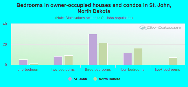 Bedrooms in owner-occupied houses and condos in St. John, North Dakota