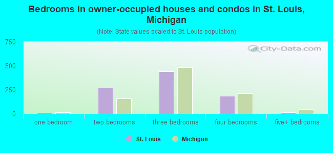 Bedrooms in owner-occupied houses and condos in St. Louis, Michigan
