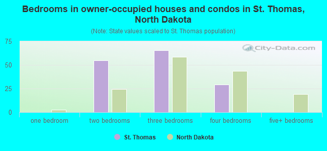 Bedrooms in owner-occupied houses and condos in St. Thomas, North Dakota